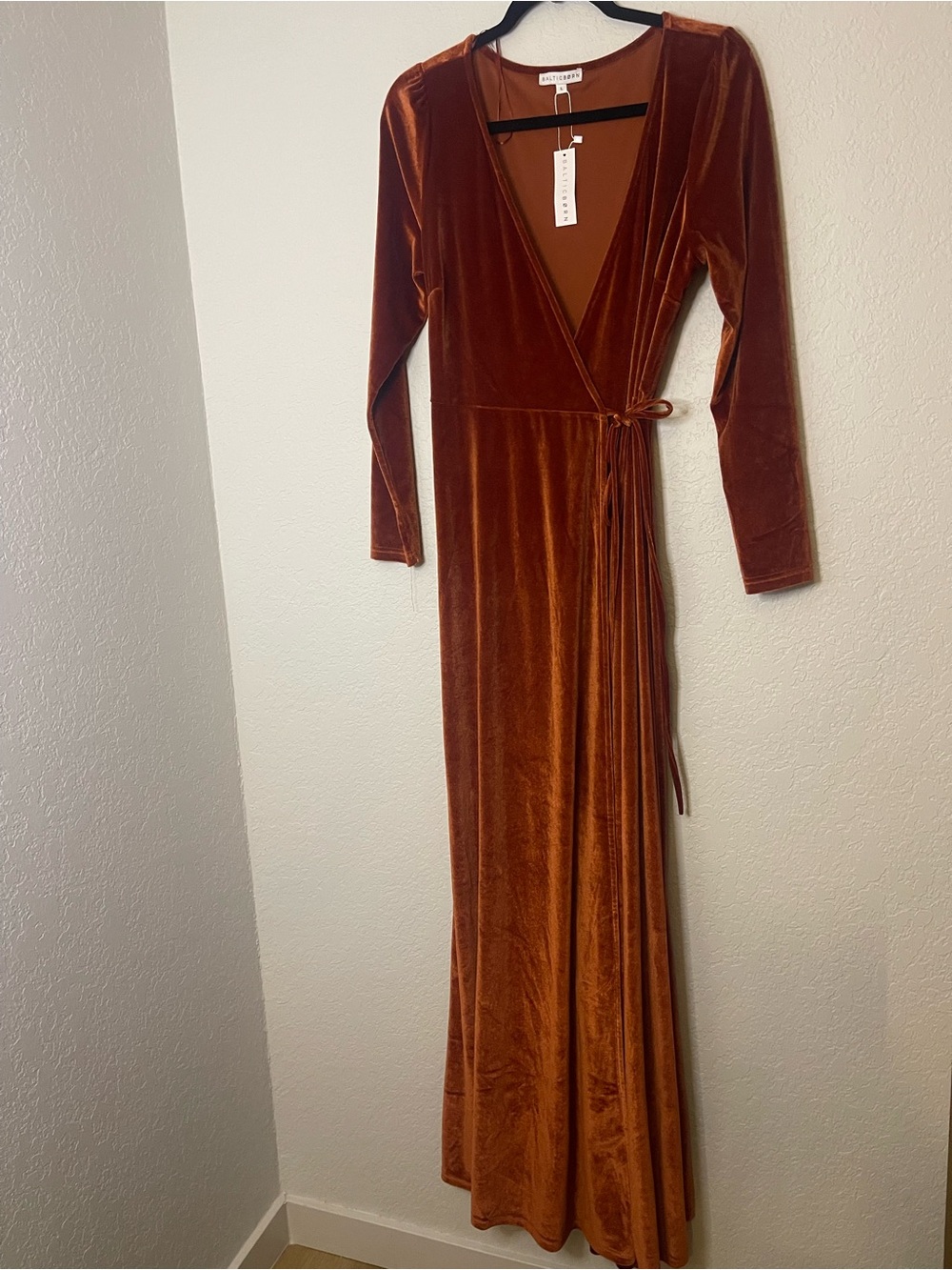 Baltic Born Rust Velvet Wrap Maxi Dress